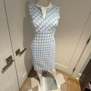 Calvin Klein Collection Blue and White Midi Dress